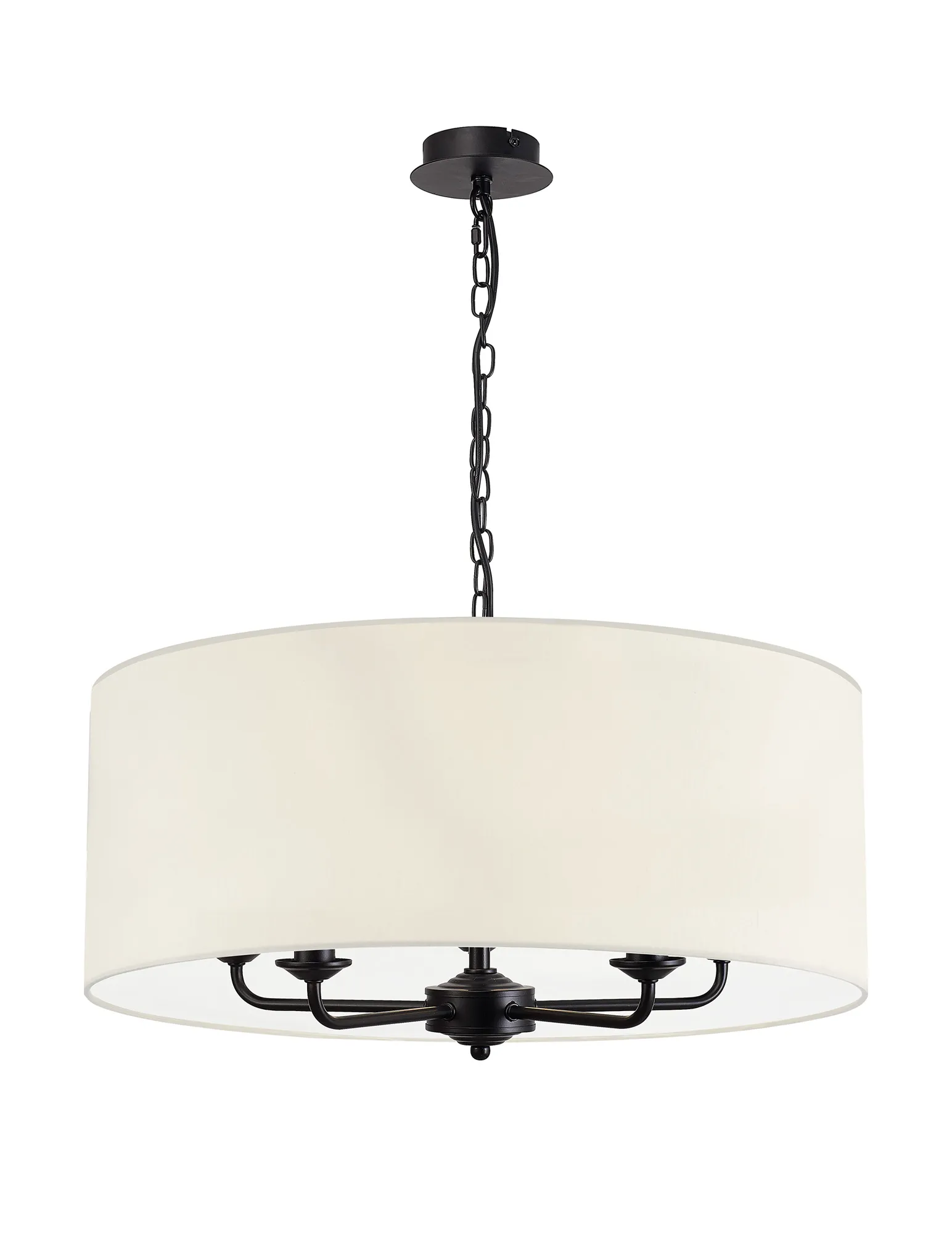 Banyan 60cm 5 Light Pendant Matt Black; Ivory Pearl DK1047  Deco Banyan MB IV